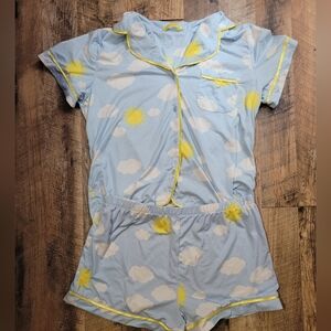 Kate Spade Light Blue Pajama Set with Yellow Sun Print